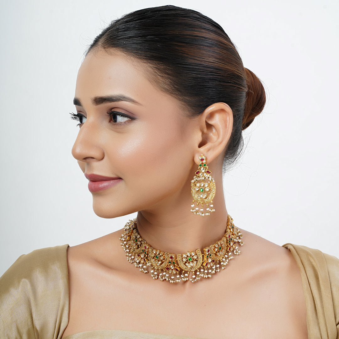 22k Gold Plated Tarini Aarini Necklace set