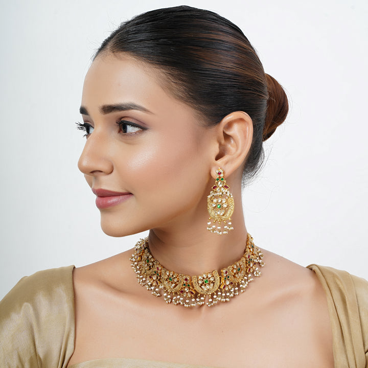 22k Gold Plated Tarini Aarini Necklace set