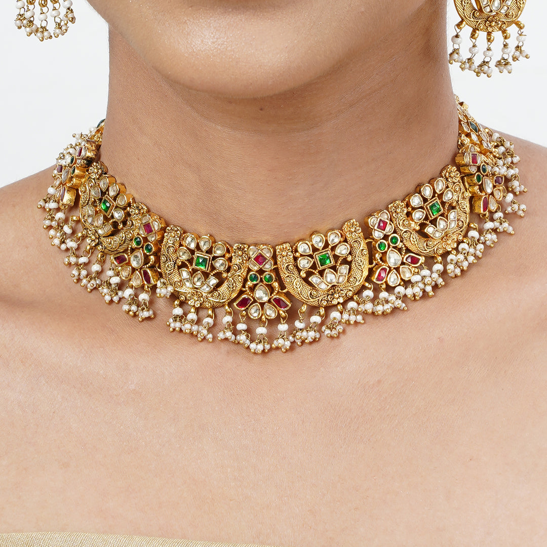 22k Gold Plated Tarini Aarini Necklace set