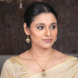 22k Gold Plated Amolya Jhumira Pendant Set