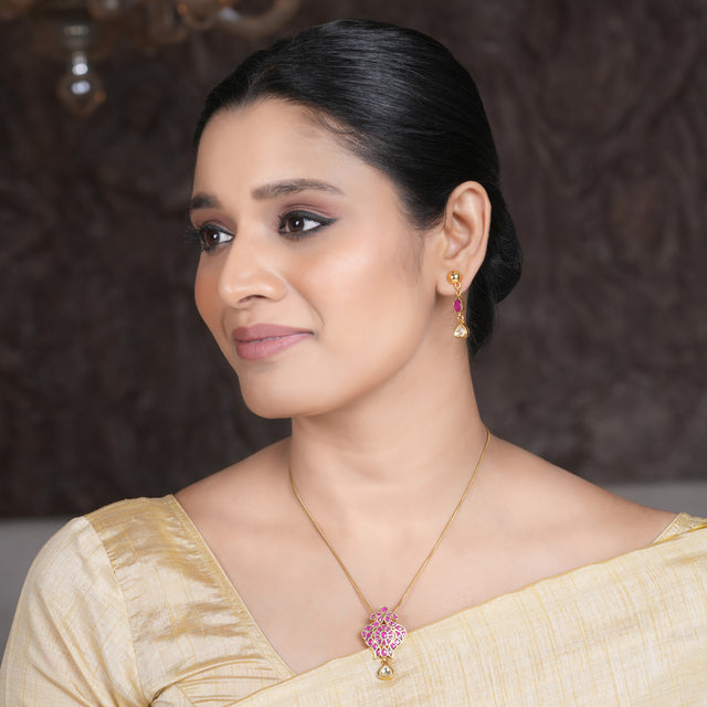 22k Gold Plated Amolya Netra Pendant Set