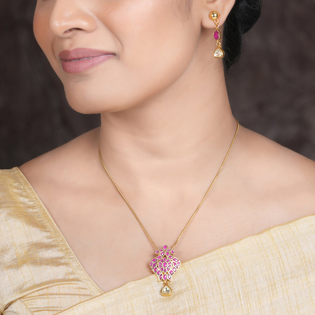 22k Gold Plated Amolya Netra Pendant Set