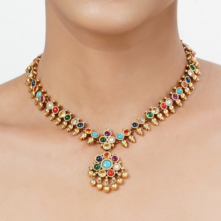 22k Gold Plated Tarini Bandhani Necklace set