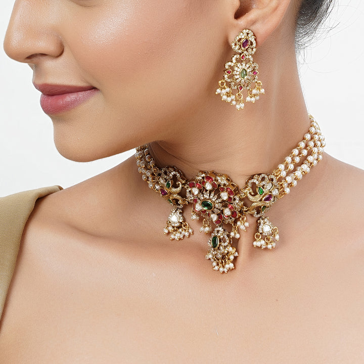 22k Gold Plated Tarini Bhumika Necklace set