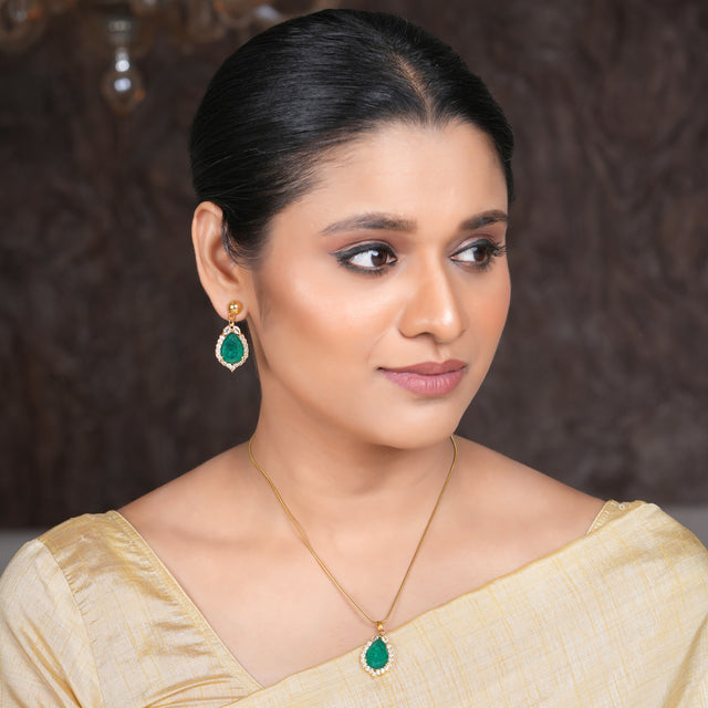 22k Gold Plated Amolya Ravya Pendant Set