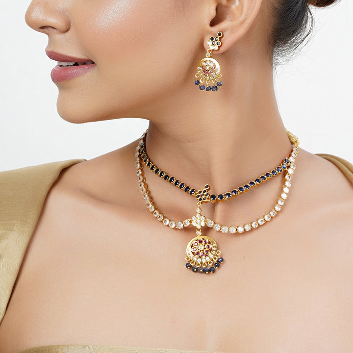 22k Gold Plated Tarini Charulata Necklace set