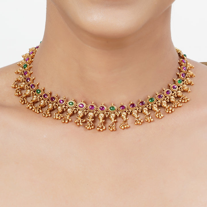 22k Gold Plated Tarini Daksha Necklace set