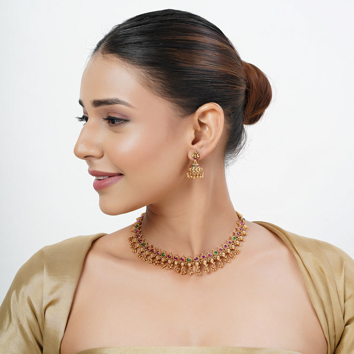 22k Gold Plated Tarini Daksha Necklace set
