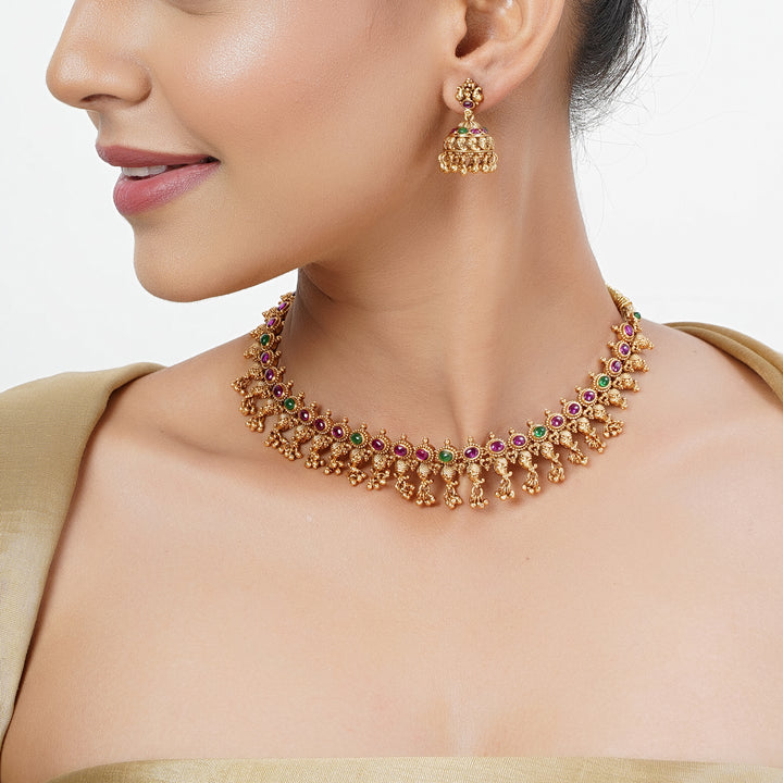 22k Gold Plated Tarini Daksha Necklace set
