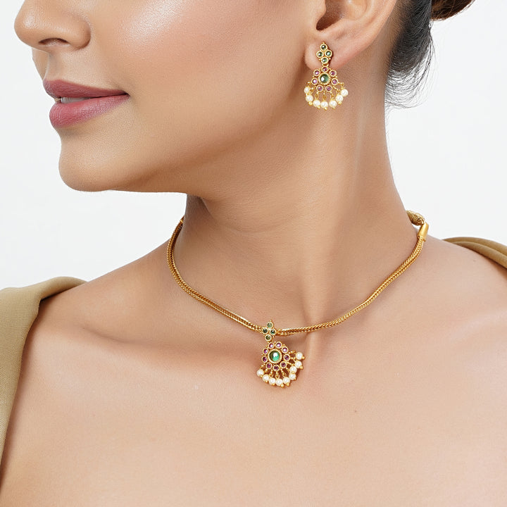 22k Gold Plated Tarini Darika Necklace set