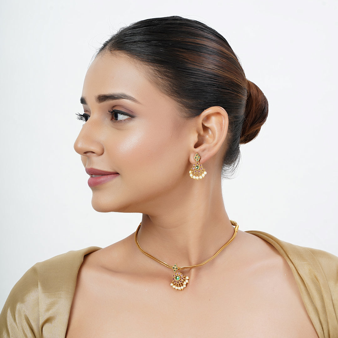 22k Gold Plated Tarini Darika Necklace set