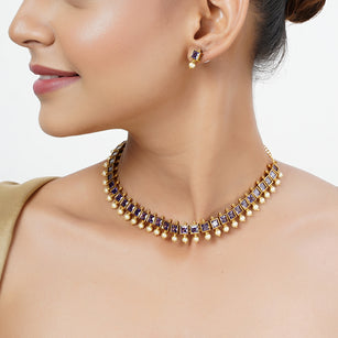 22k Gold Plated Tarini Ekisha Necklace set