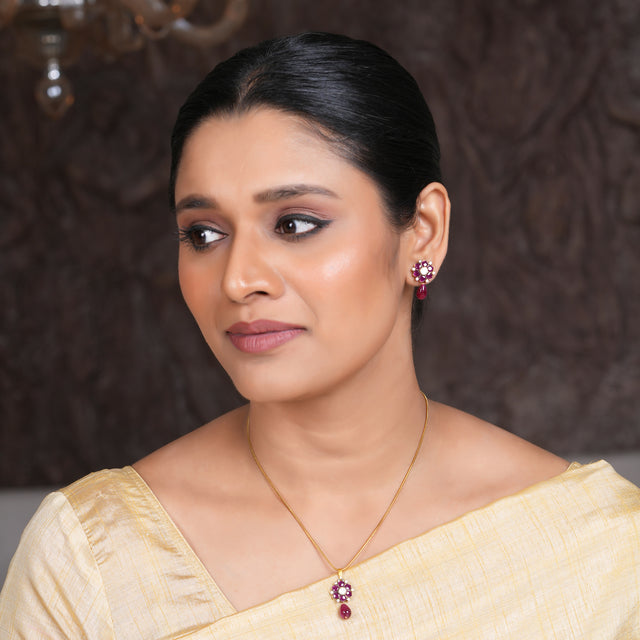 22k Gold Plated Amolya Abeer Pendant Set
