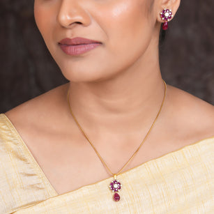 22k Gold Plated Amolya Abeer Pendant Set