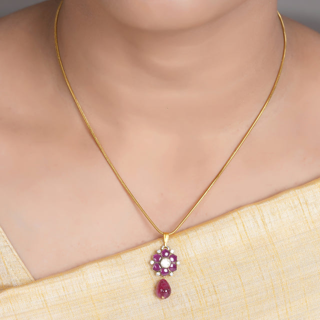 22k Gold Plated Amolya Abeer Pendant Set