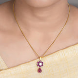 22k Gold Plated Amolya Abeer Pendant Set