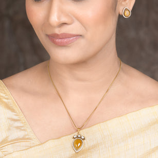 22k Gold Plated Amolya Sunehri Pendant Set