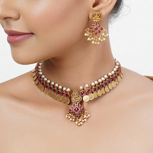 22k Gold Plated Tarini Keya Necklace set