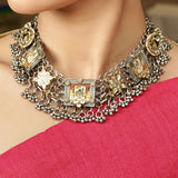 Sankranti Gold Siver Kundan Necklace