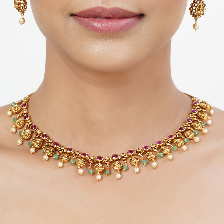 22k Gold Plated Tarini Lekha Necklace set