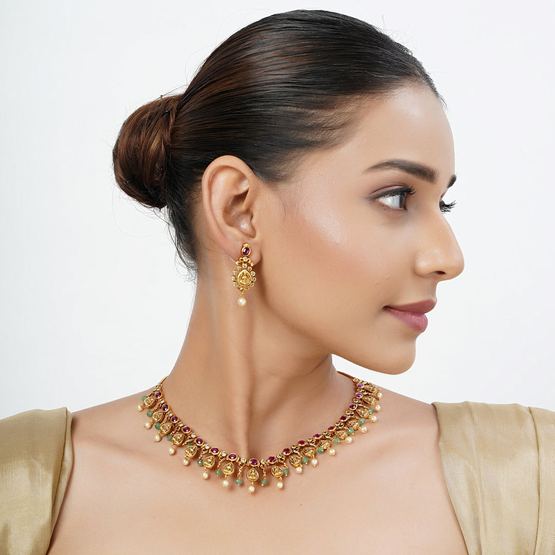22k Gold Plated Tarini Lekha Necklace set