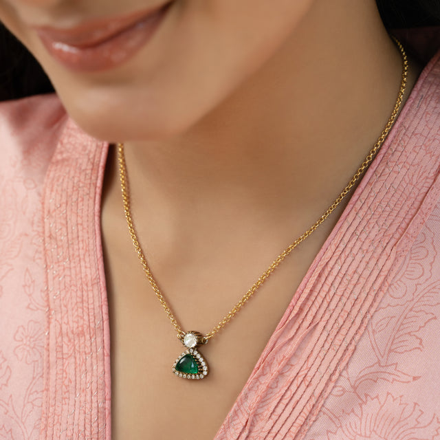 Sparsh 22k Gold Plated Green Onyx Pendant