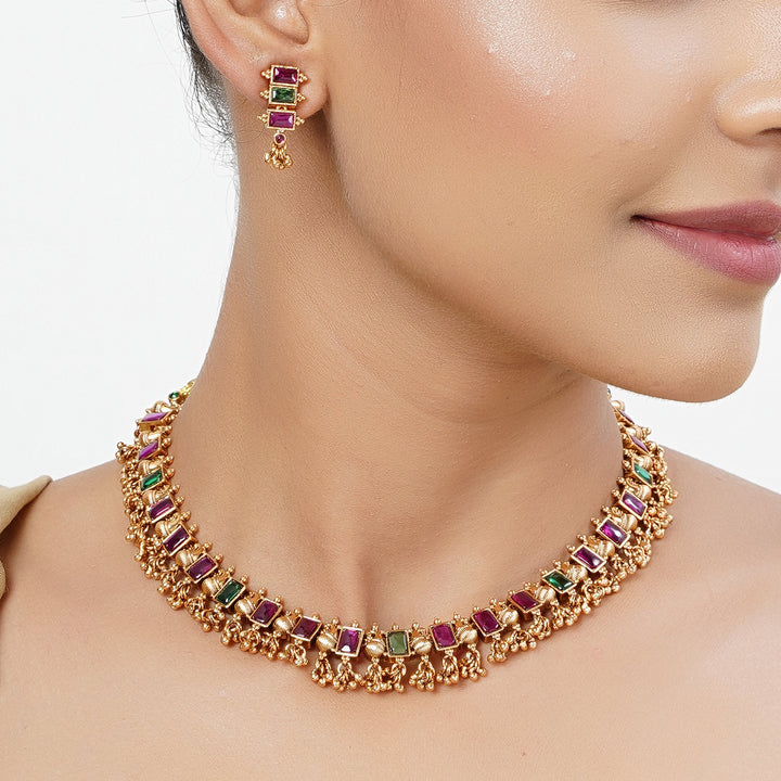 22k Gold Plated Tarini Maithili Necklace set