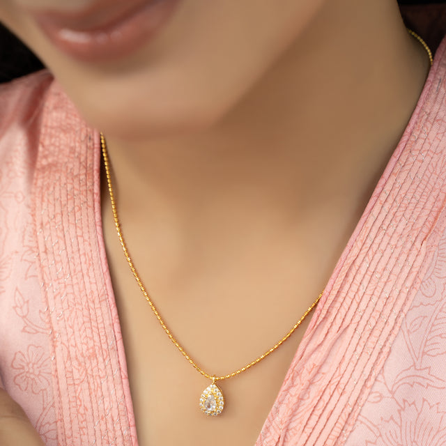 Sparsh 22k Gold Plated Zircon Pendant