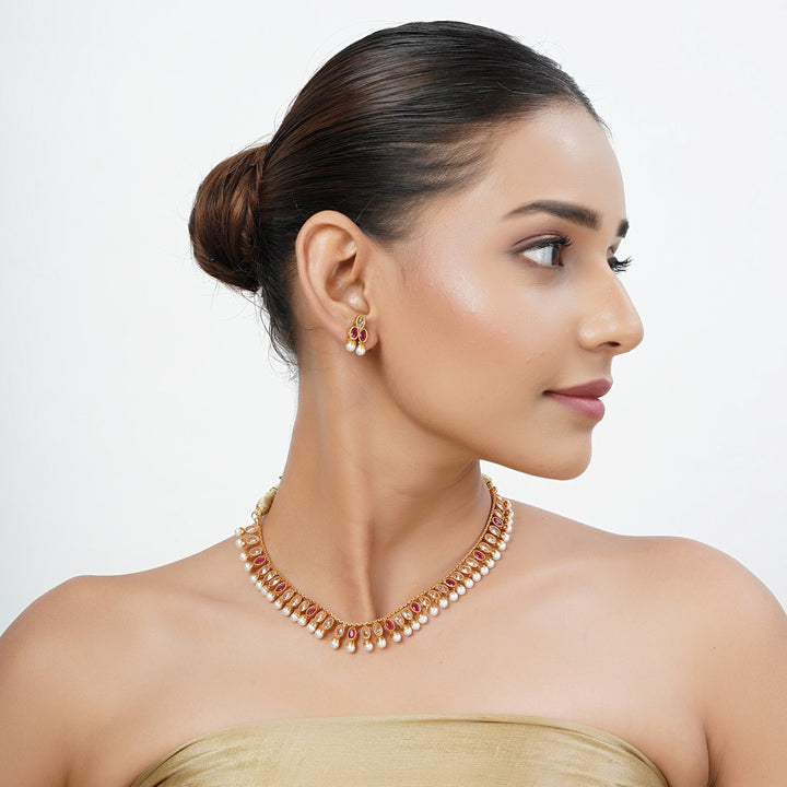 22k Gold Plated Tarini Mokshita Necklace set