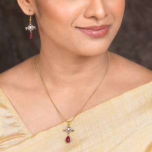 22k Gold Plated Amolya Kanira Pendant Set