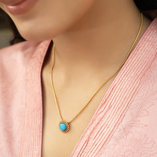 Sparsh 22k Gold Plated Turquoise Pendant