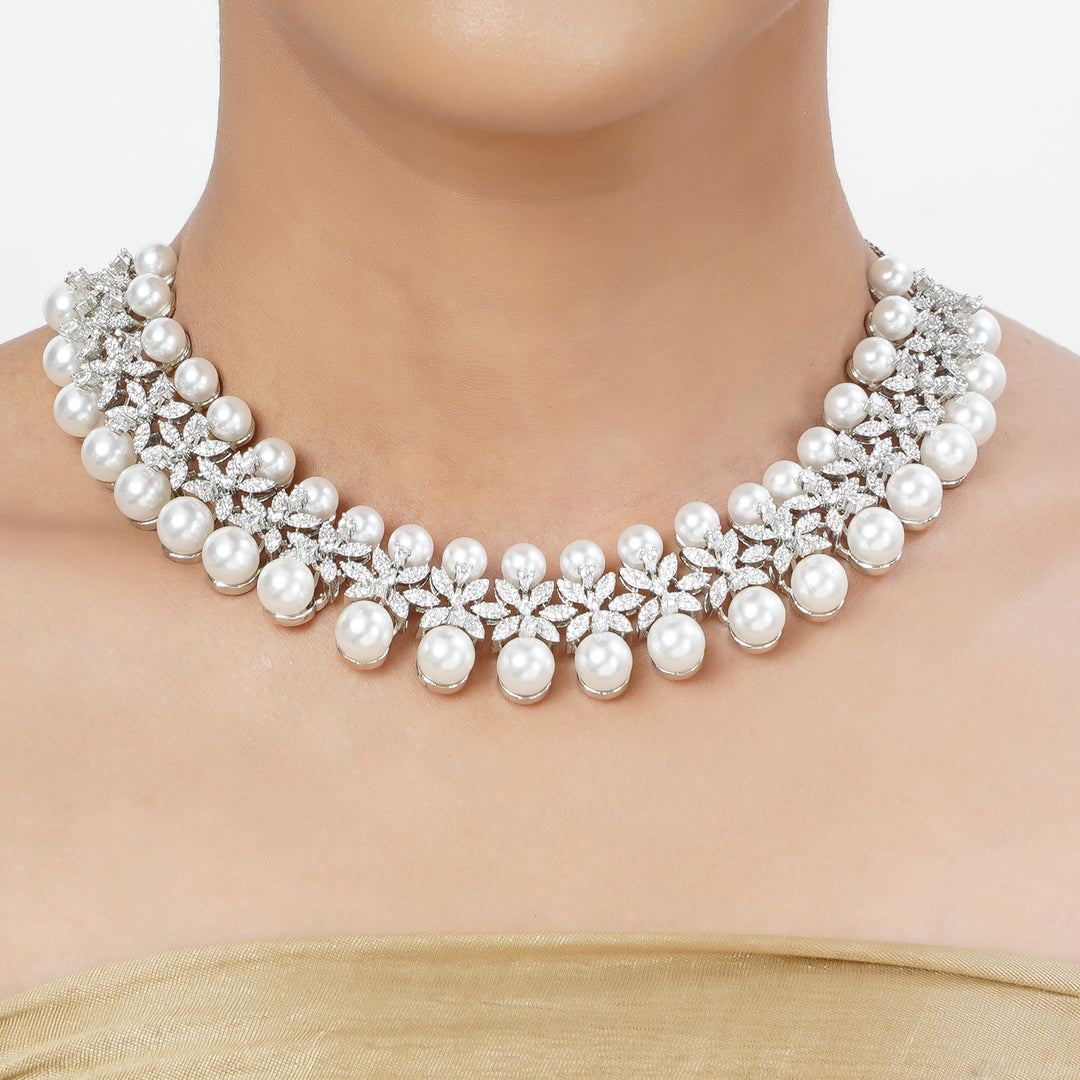 Silver Tarini Nayana Necklace set