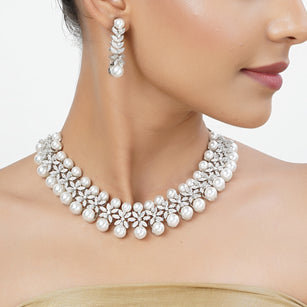 Silver Tarini Nayana Necklace set