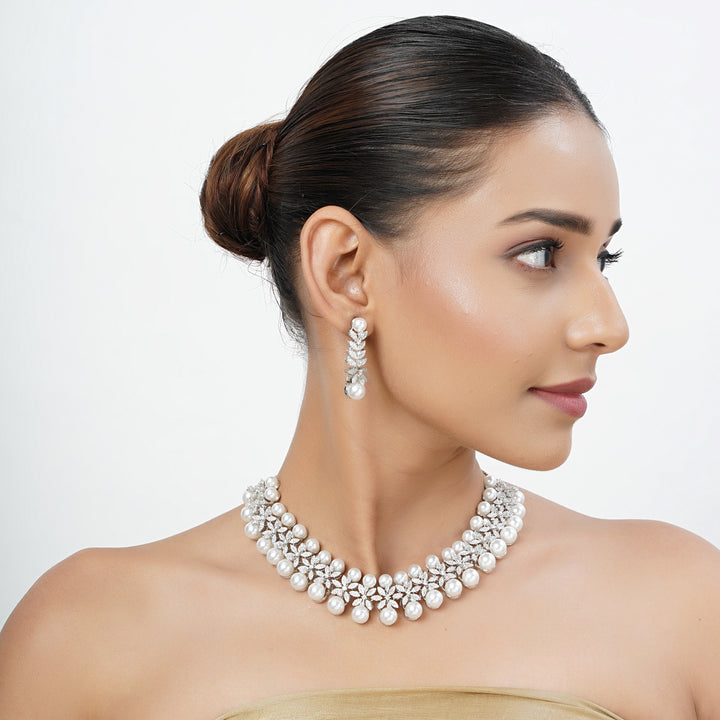 Silver Tarini Nayana Necklace set