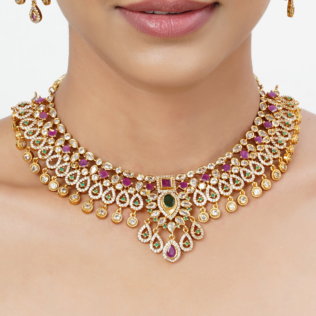 22k Gold Plated Tarini Nirali Necklace set