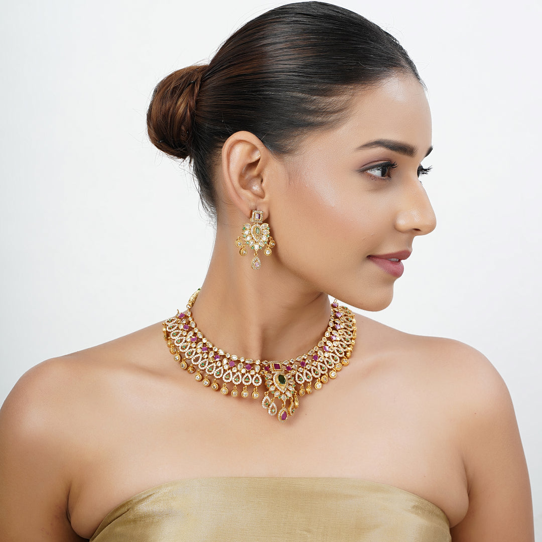 22k Gold Plated Tarini Nirali Necklace set