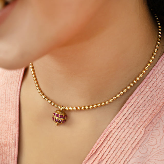 Sparsh 22k Gold Plated Ruby Pendant