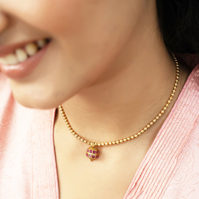 Sparsh 22k Gold Plated Ruby Pendant