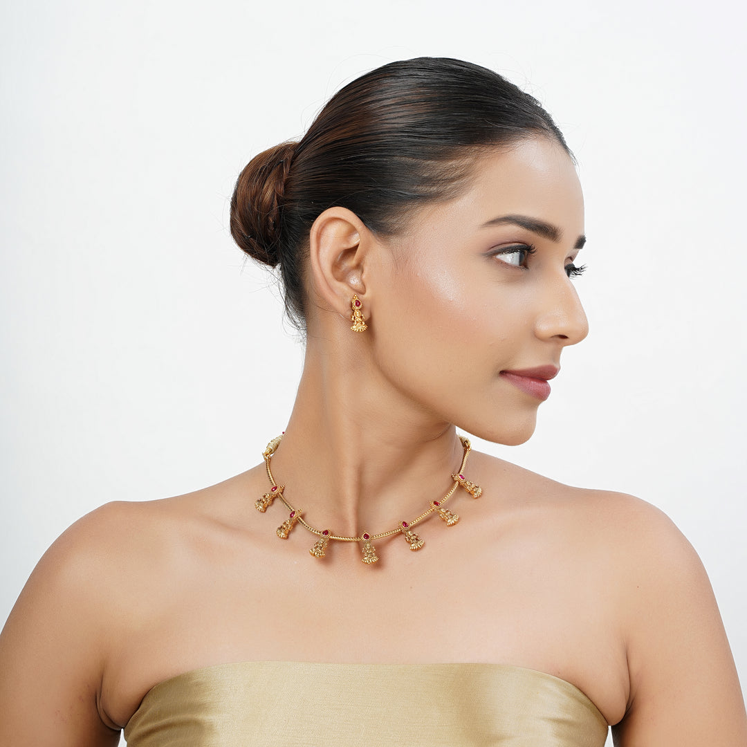 22k Gold Plated Tarini Rijula Necklace set