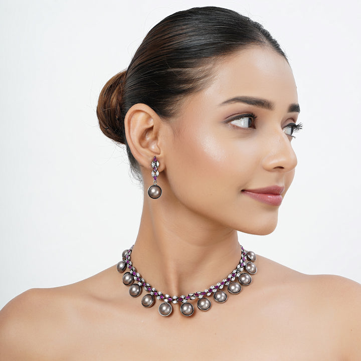 Black Tarini Ritika Necklace set