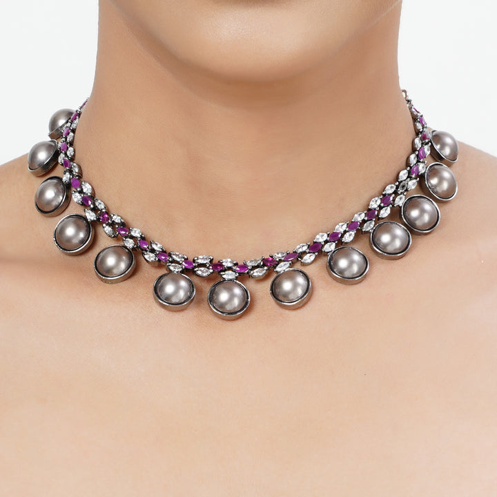 Black Tarini Ritika Necklace set