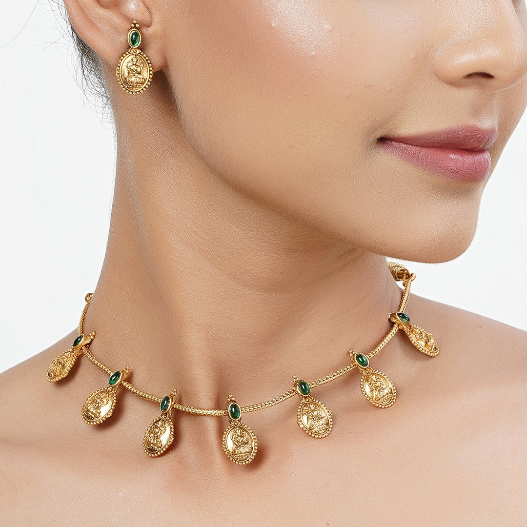 22k Gold Plated Tarini Saanjh Necklace set