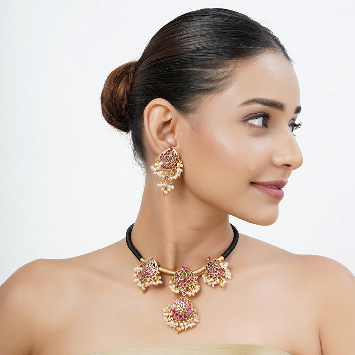 22k Gold Plated Tarini Sanika Necklace set