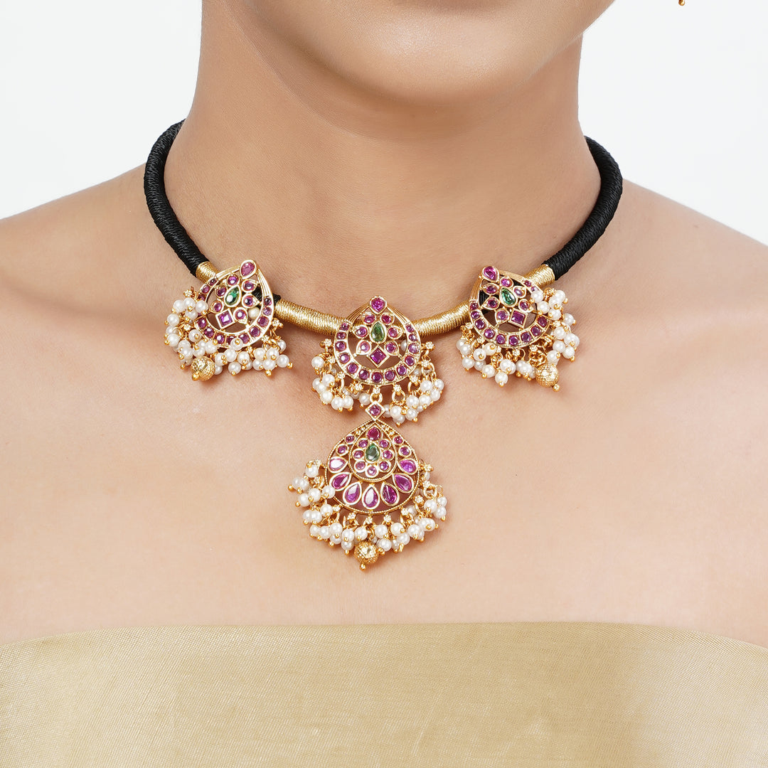 22k Gold Plated Tarini Sanika Necklace set