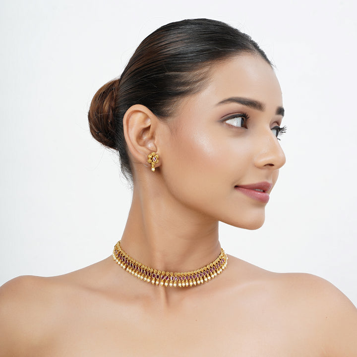22k Gold Plated Tarini Sanyukta Necklace set