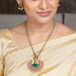 22k Gold Plated Amolya Chandrika Pendant Set