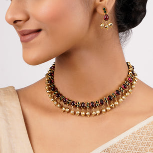22k Gold Plated Sankranti Eiliyah Necklace Set