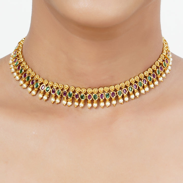 22k Gold Plated Tarini Unnati Necklace set