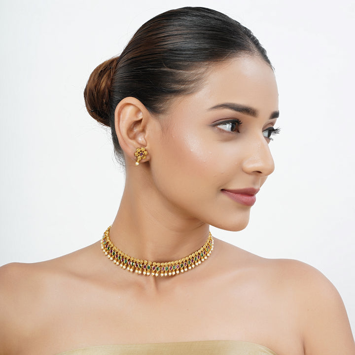 22k Gold Plated Tarini Unnati Necklace set