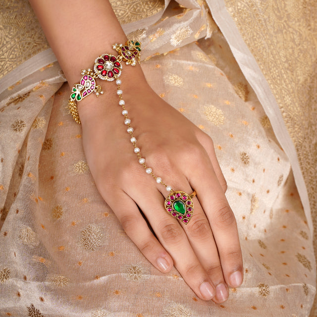 22k Gold Plated Teej Sharvya Haathphool